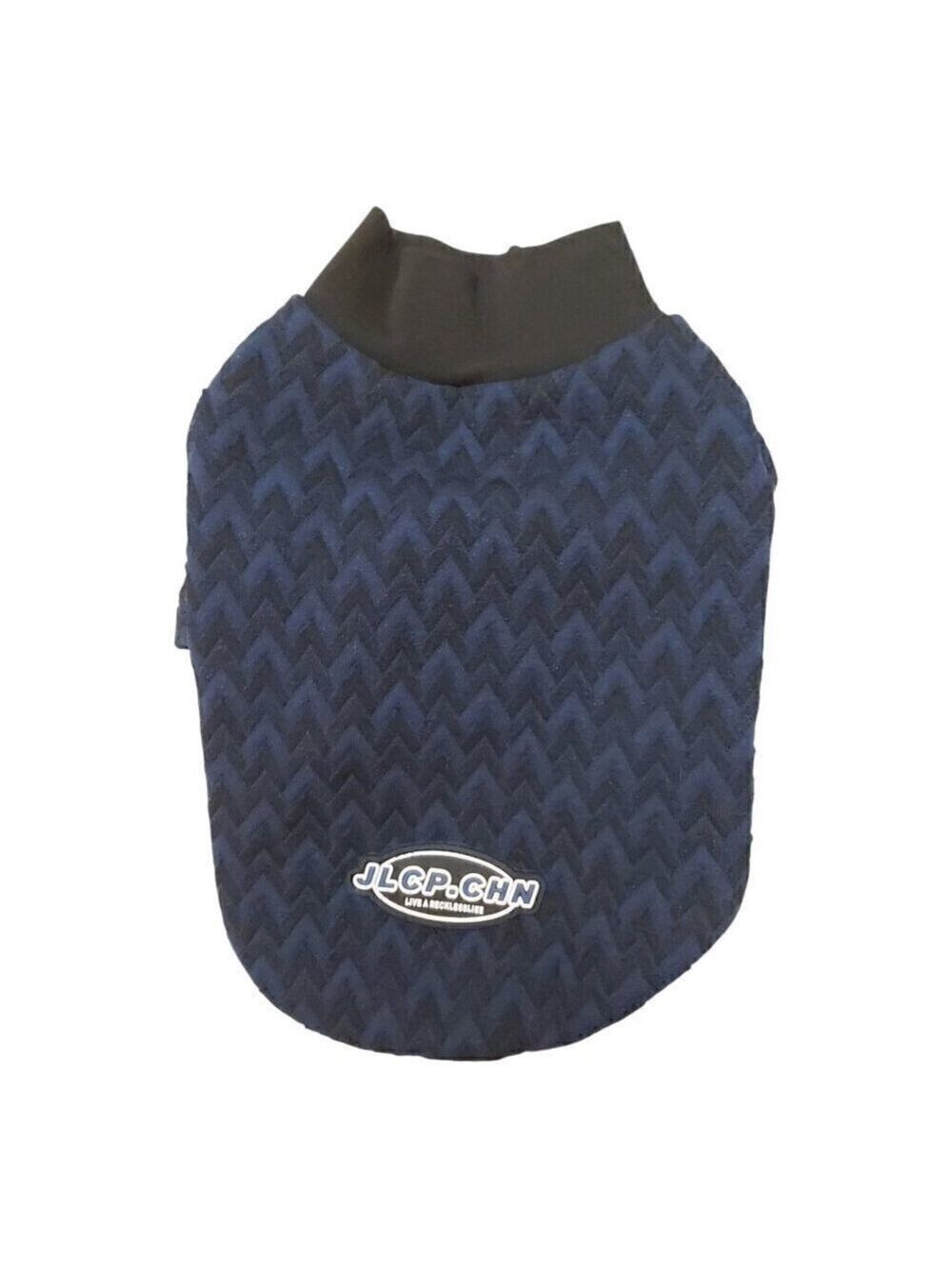 NWOT Pupwonders High-Neck Geometric Blue/Black Jacquard Knit Dog Sweater–Size XS